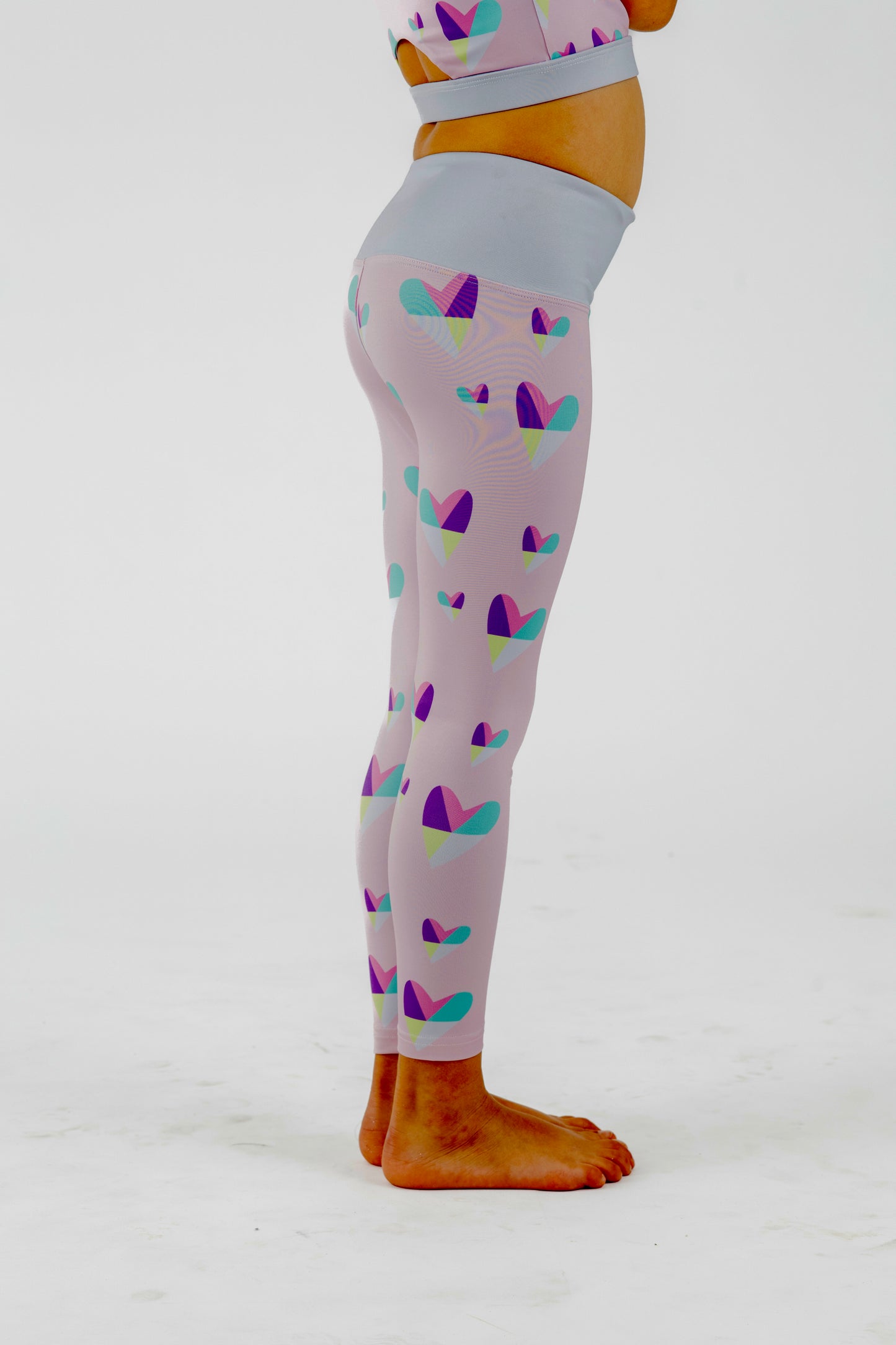 Pale Pink Geometric Heart Legging - Sisterly Love