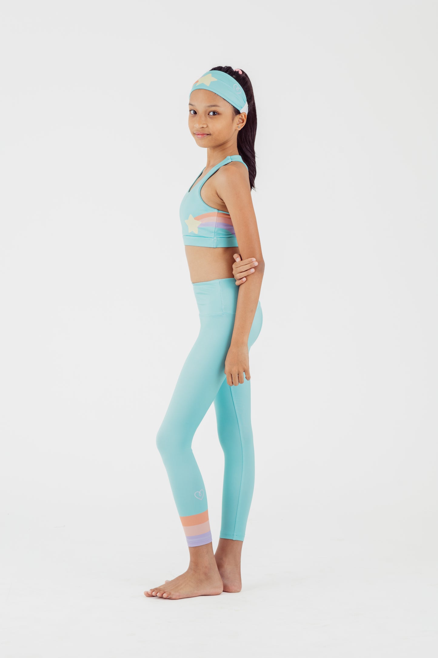 Teal Retro Shooting Star Leggings - Confidence